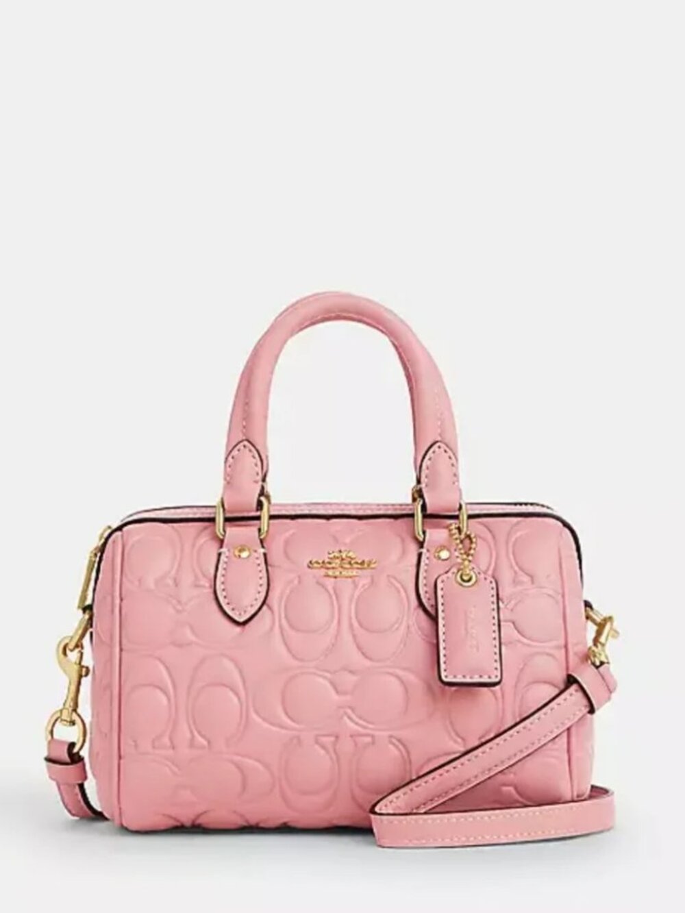 Coach Mini Rowan Crossbody Light Blush Gold CN754 + Tea Rose Coach Charm - Picture 2 of 16
